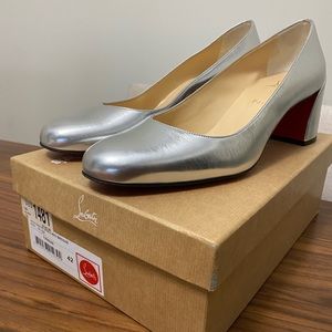 Christian Louboutin Silver Miss Sab Metallic Mirror Specchio Leather Pumps